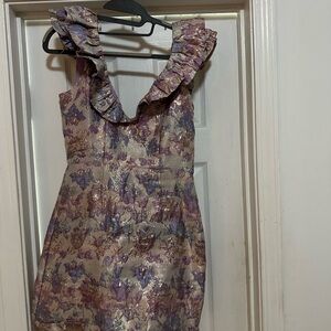 Buddy Love Purple and Gold Floral Mini Dress